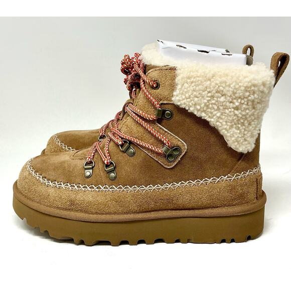 🔴SOLD UGG Classic Alpine Chestnut Lace Up Suede Sheepskin Boots Size 11 NIB - Picture 6 of 14